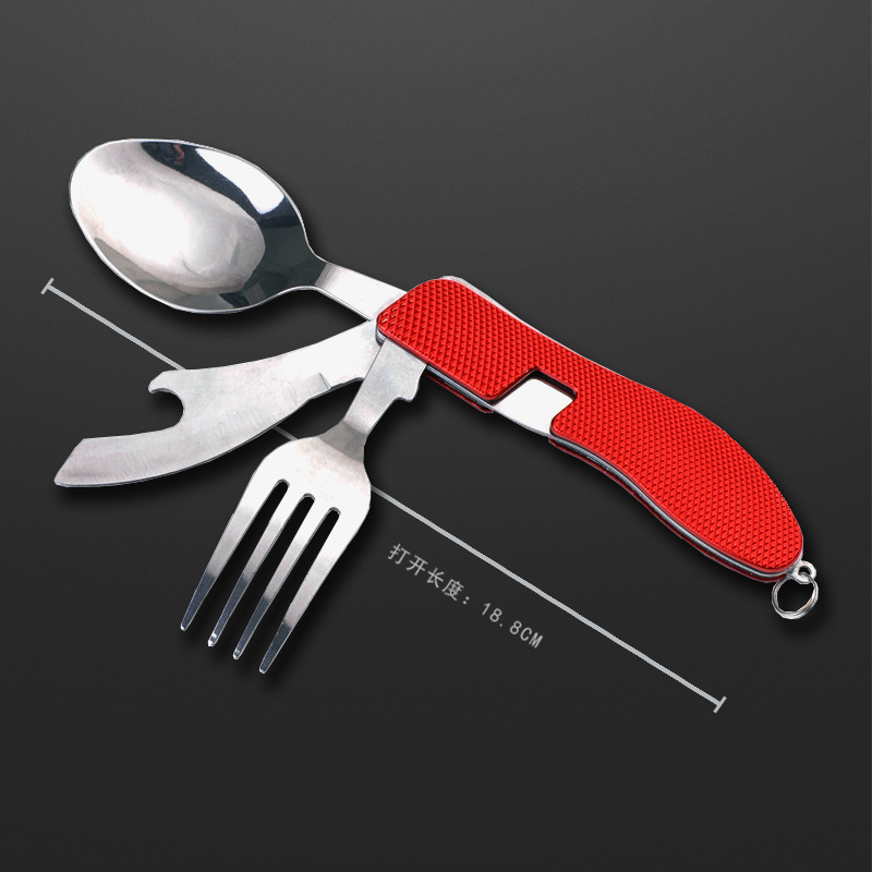 Bộ dao kéo gấp đa năng ngoài trời với bốn dao, dĩa và thìa